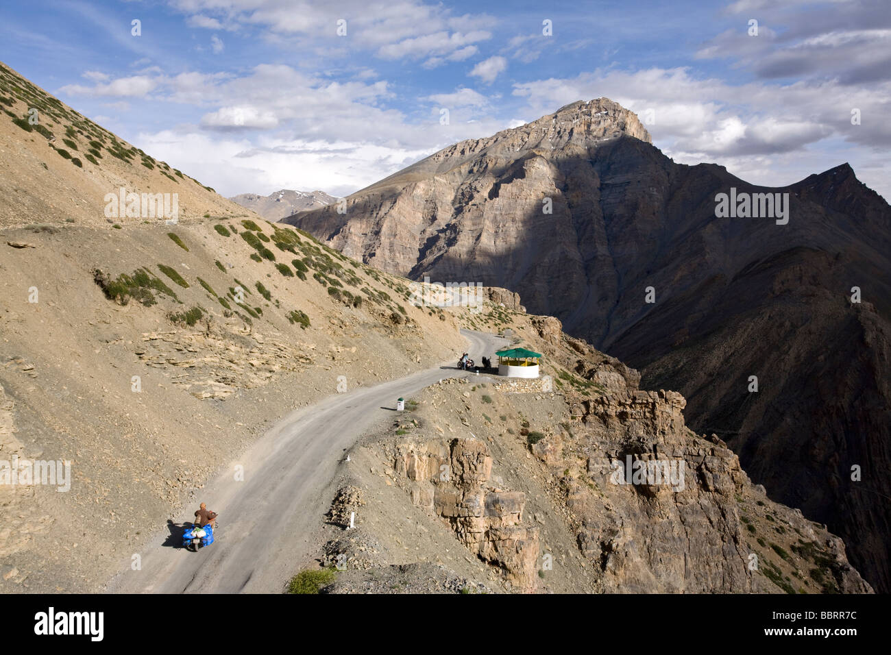 Biker auf der Manali-Leh-Straße. Ladakh. Indien Stockfoto