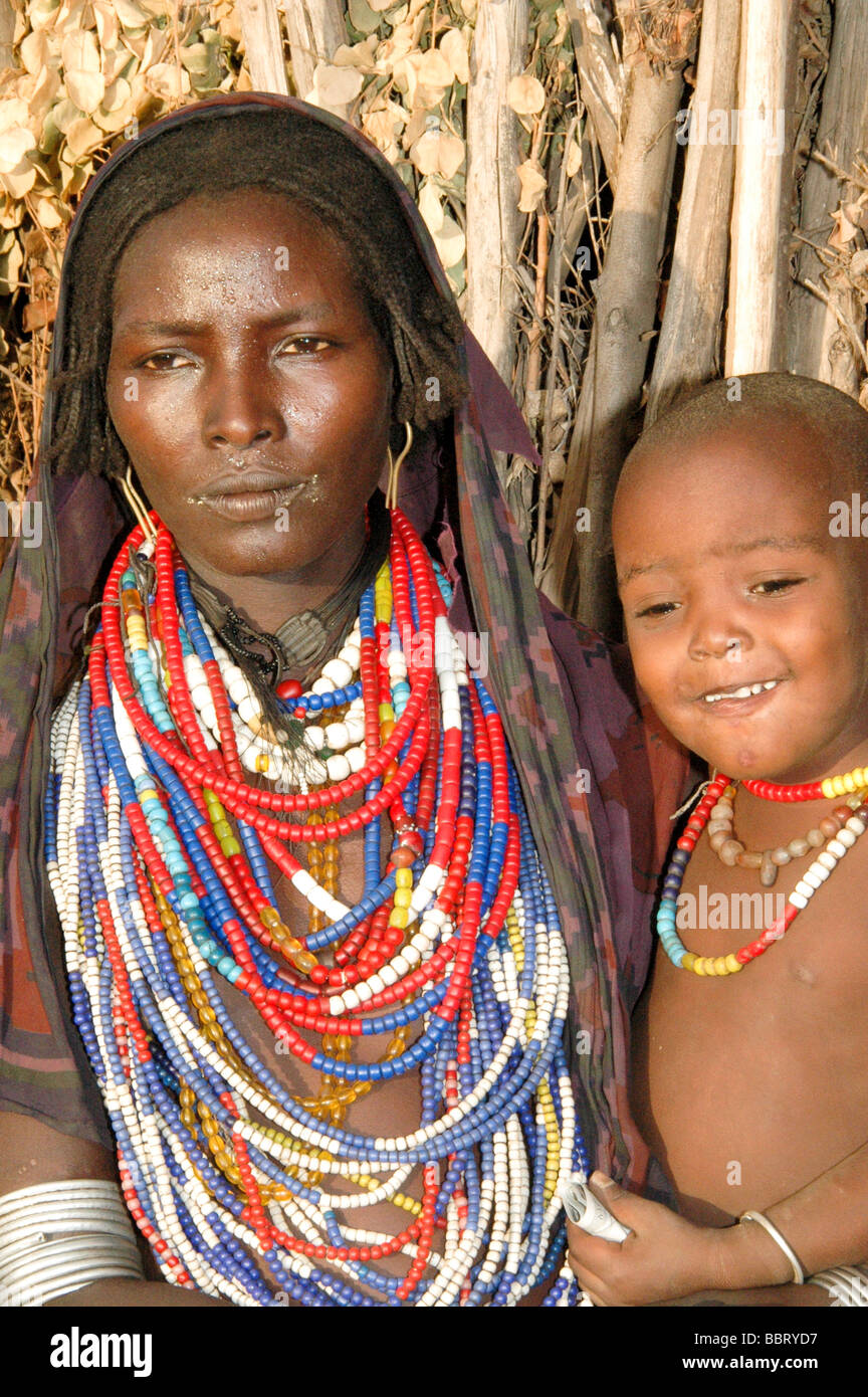 Afrika-Äthiopien-Omo-Tal Mutter und Kind des Stammes Arbore Stockfoto