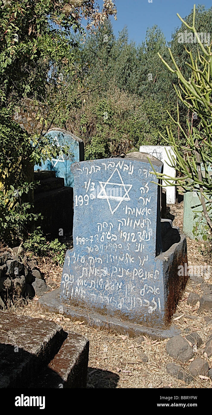 Afrika-Äthiopien Gonder Wolleka Dorf die Beta Israel der Friedhof der jüdischen Gemeinde Stockfoto