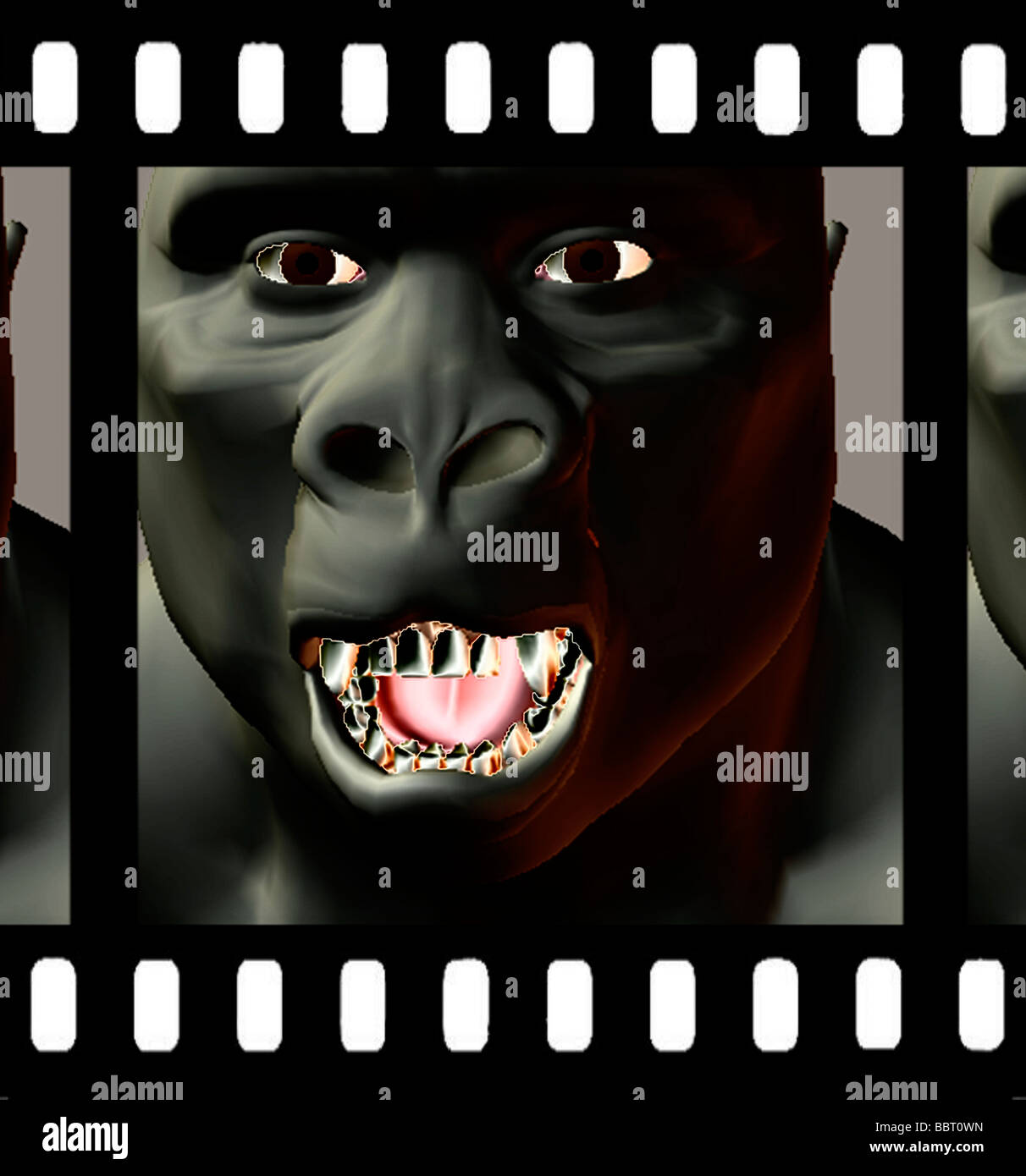 3D Computer generierte Abbildung der Affe im Film-Film-frame Stockfoto