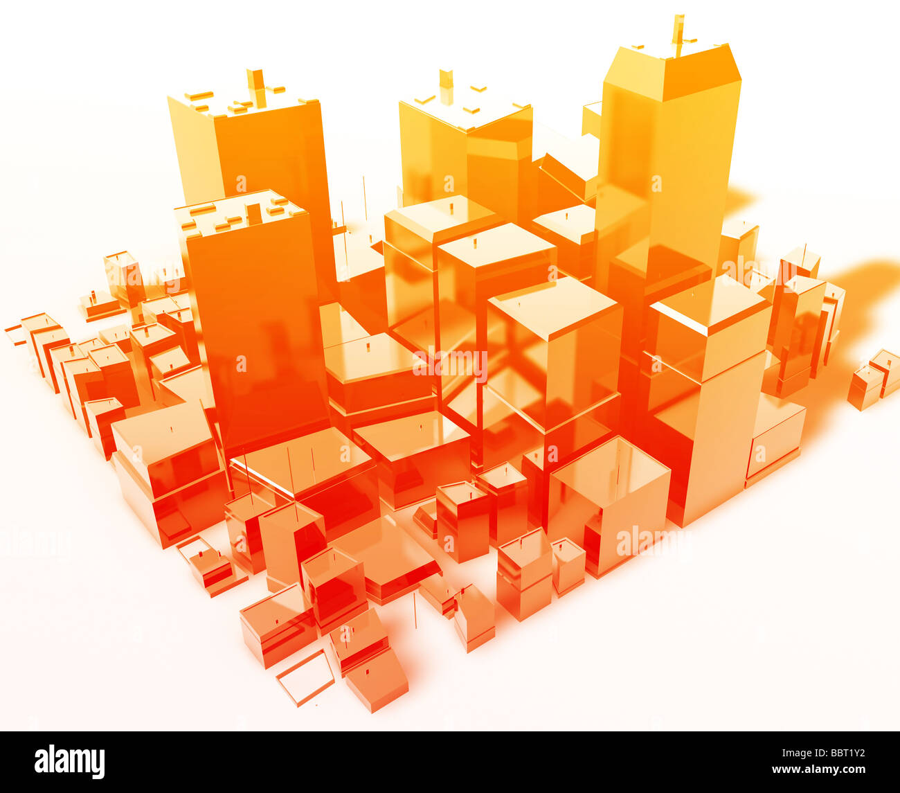 Abstrakten generische Stadt mit modernen Büro-Gebäude-illustration Stockfoto