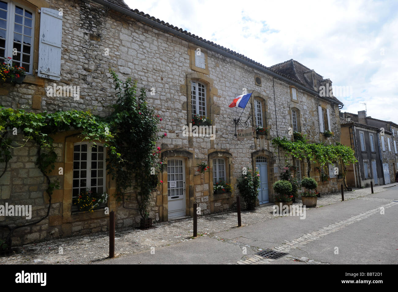 Die Bastide Stadt von Monpazier in der Dordogne-Frankreich Stockfoto