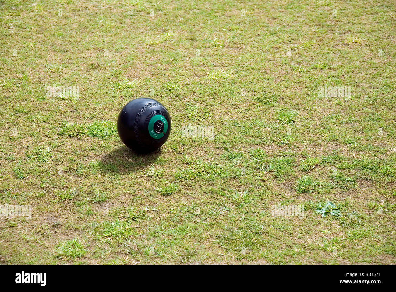 Ein Ball auf dem Bowling Green Stockfoto