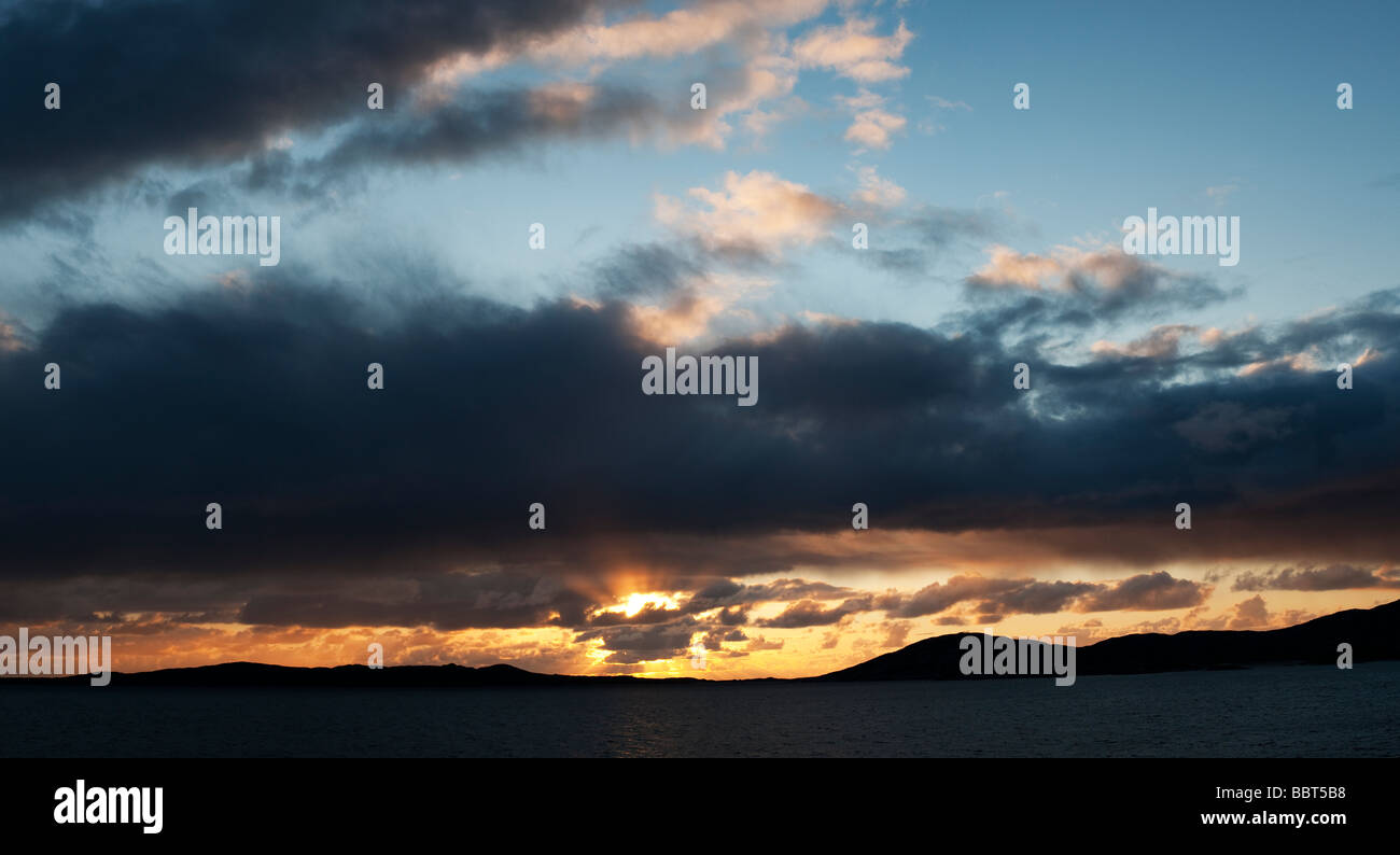 Sonnenuntergang über Sound z., Insel Harris, äußeren Hebriden, Schottland Stockfoto