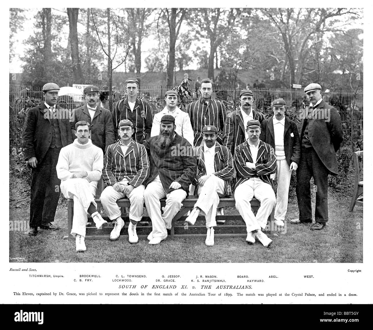 Südlich von England V Australien 1899 Foto der Mannschaft als Kapitän von WG Grace die im Crystal Palace gespielt Stockfoto