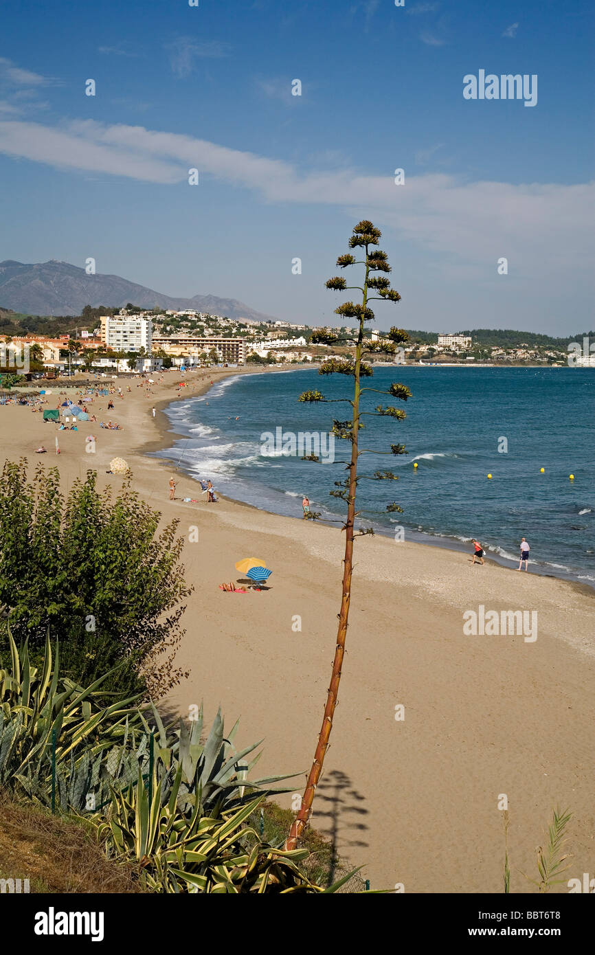 Strand El Bombo in Mijas Costa Malaga Sonnenküste Andalusien Spanien Stockfoto