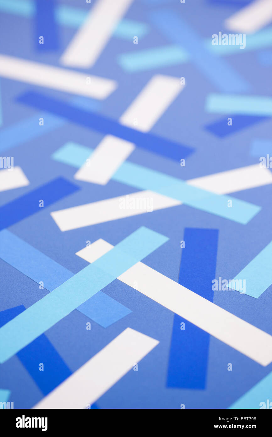 Blau-weißes Konfetti Papiere Stockfoto