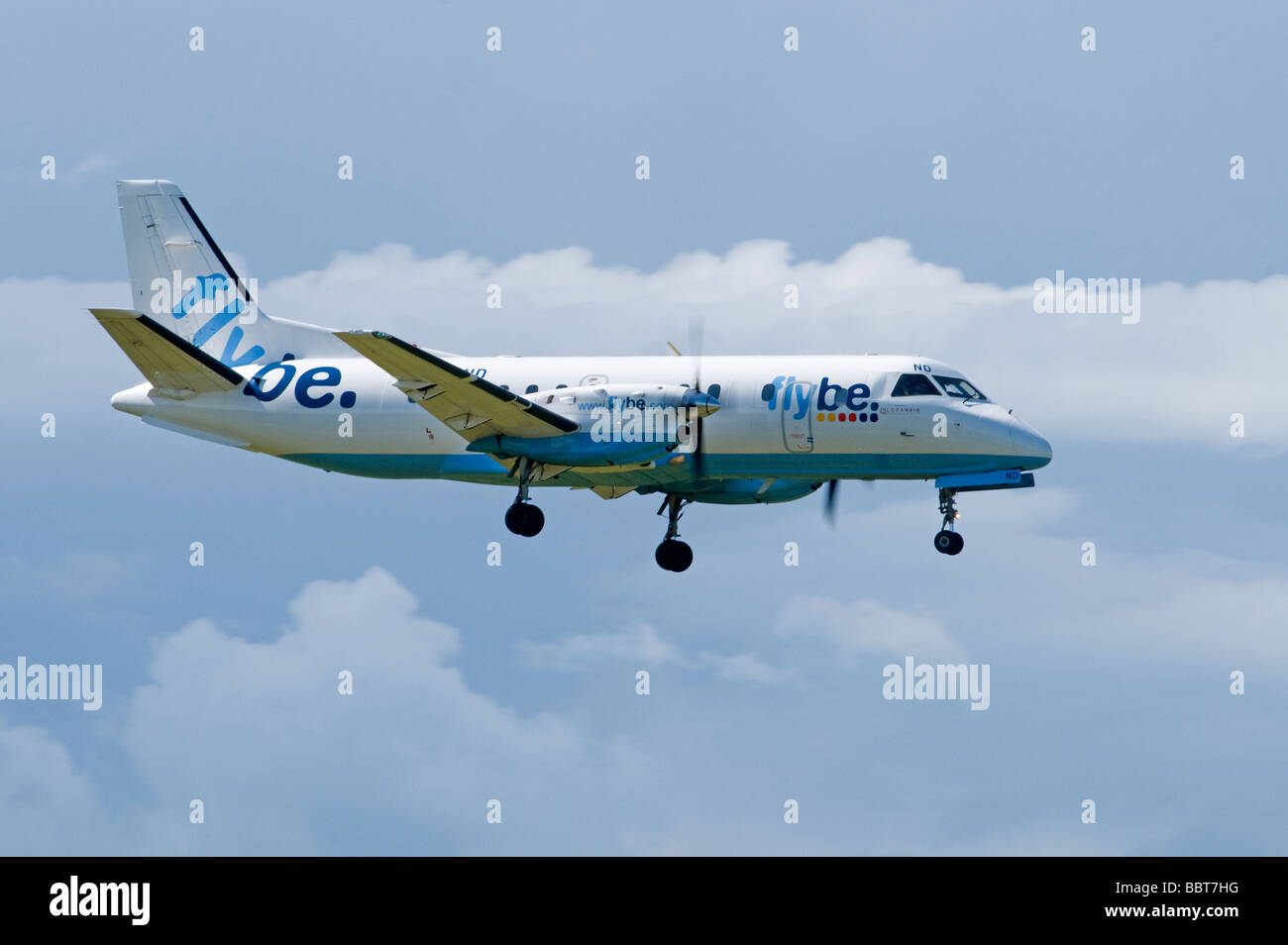 Saab 340 b Regionalverkehrsflugzeug approachin Inverness Dalcross Flugplatz.  SCO 2539 Stockfoto