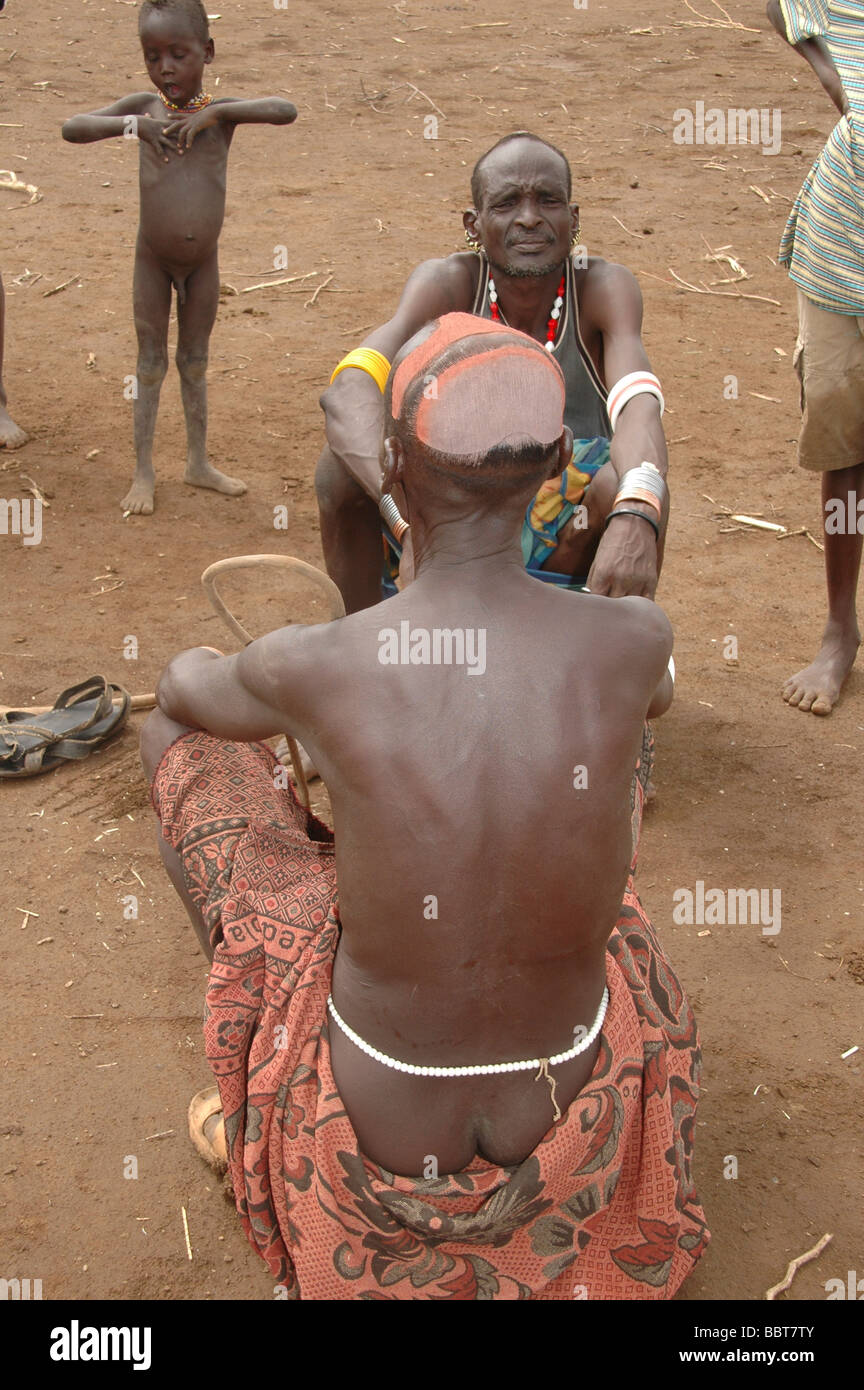Afrika-Äthiopien-Omo Valley Daasanach Stamm Dorfältesten Stockfoto