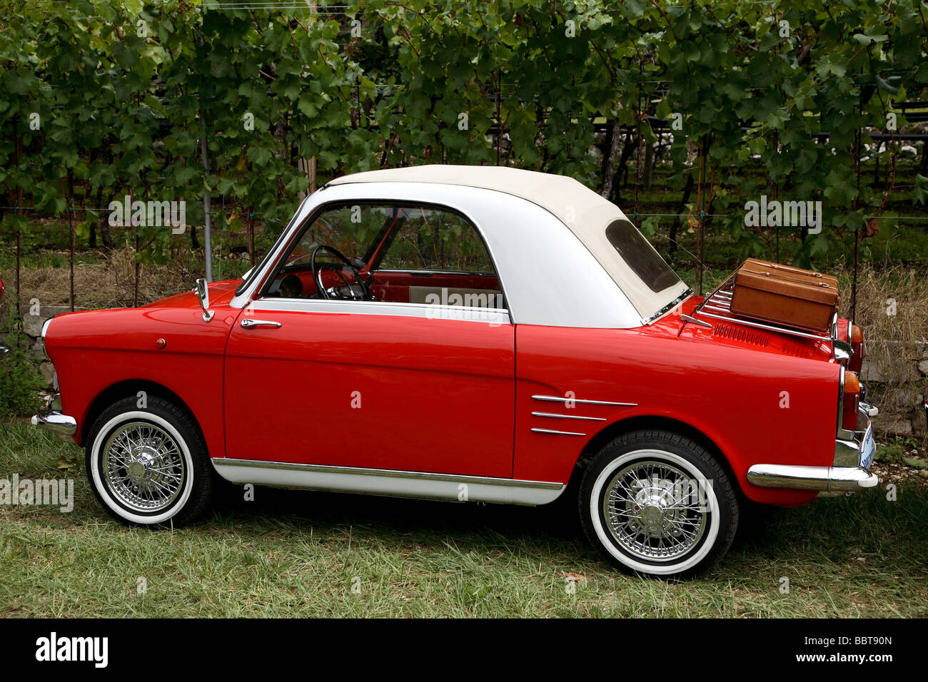 Fiat Topolino treffen, Gresta Tal, Trentino-Alto Adige, Italien Stockfoto