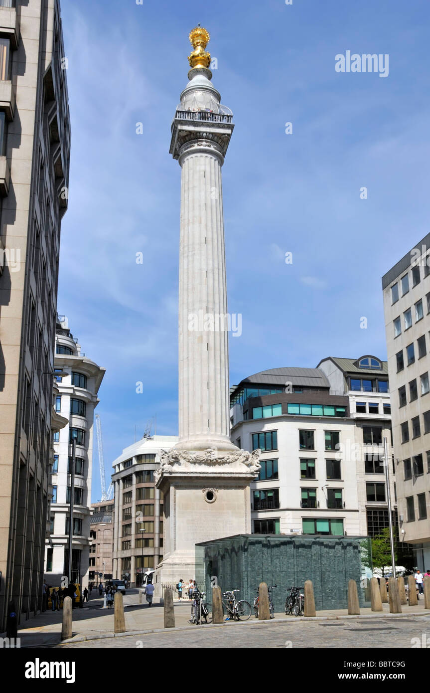 Denkmal-Gedenksäule zur großen Feuer London gesehen nach umfangreichen Renovierungsarbeiten im Jahr 2009 abgeschlossen Stockfoto