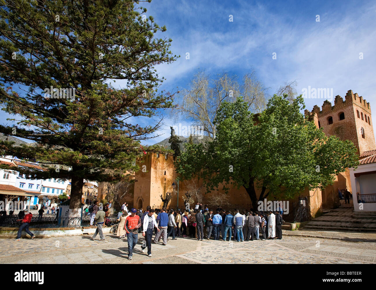 Plaza Uta el-Hamam, Chefchaouen, Marokko, Nordafrika Stockfoto