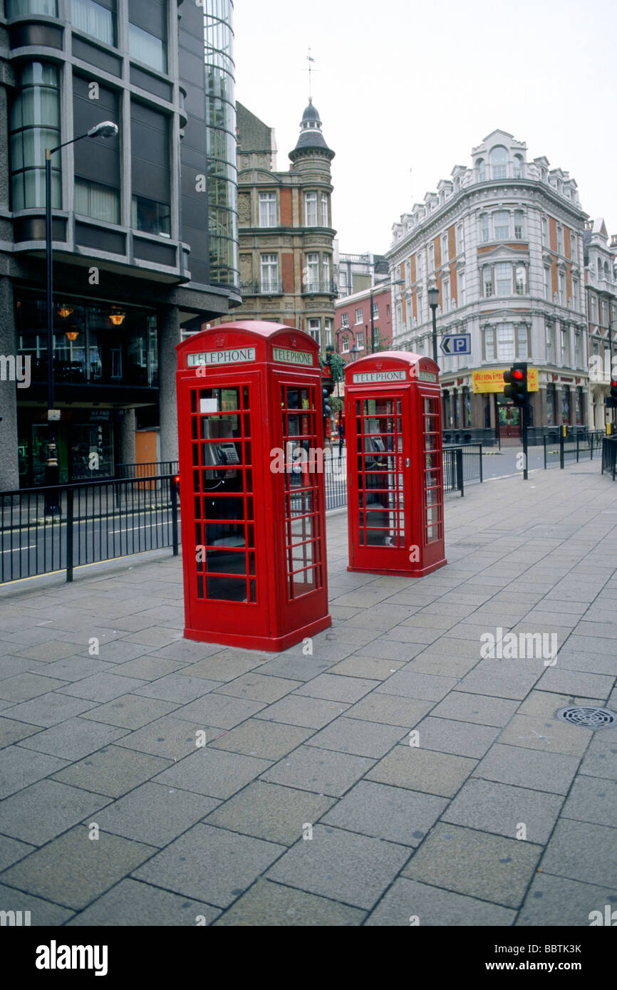 Telefon-Boxen, London, England, Vereinigtes Königreich, Europa Stockfoto