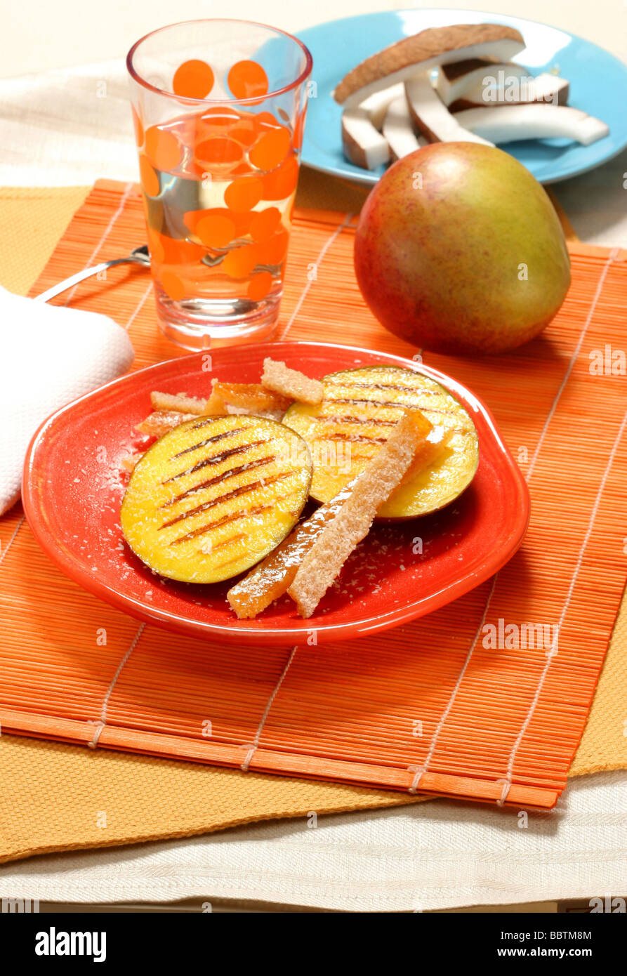 Frische Mango mit Cocoanut, Italien Stockfoto