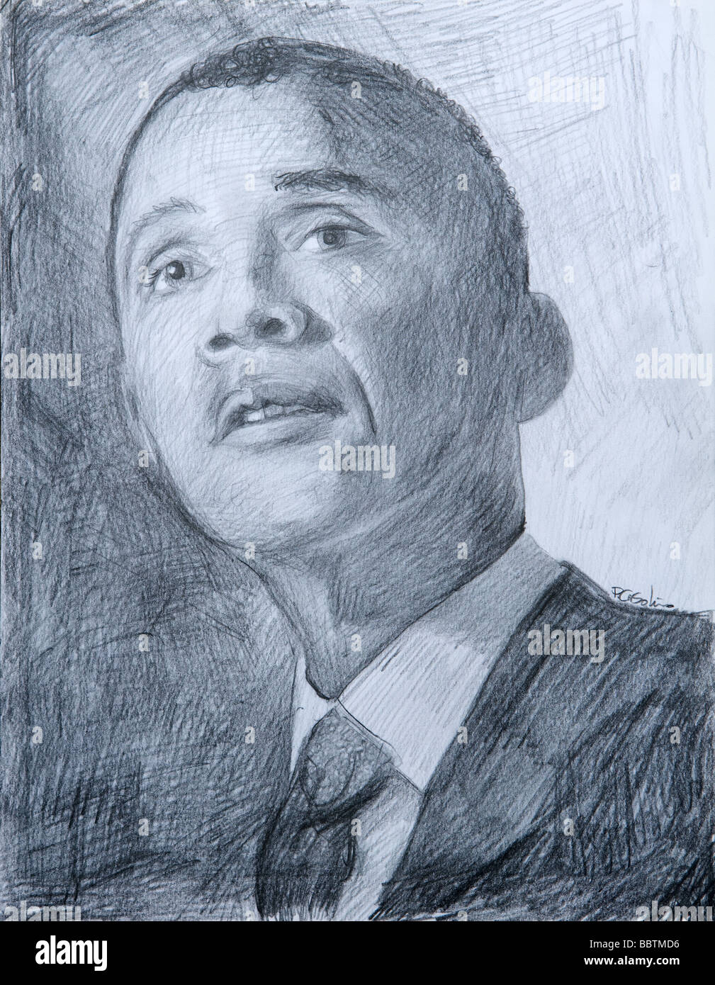 Zeichnung von US-Präsident Barack Obama Stockfoto