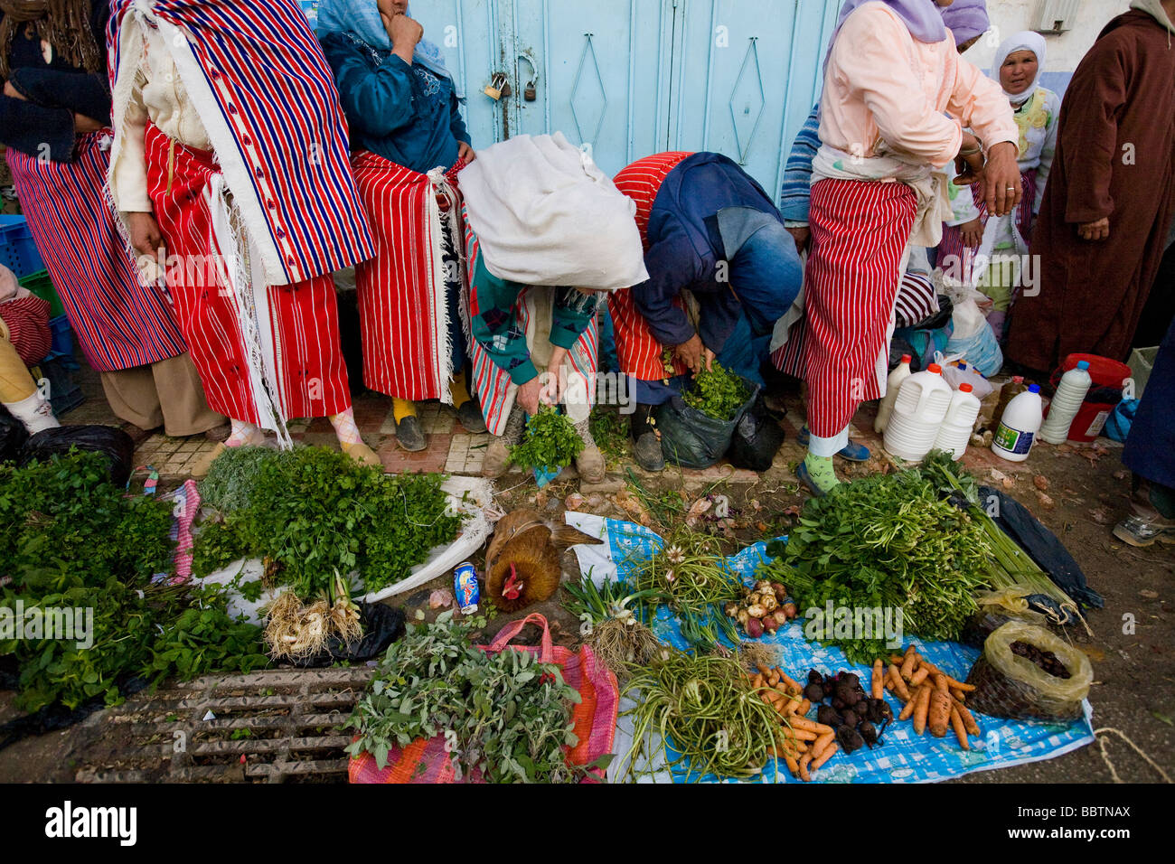Straßenmarkt, Chefchaouen, Marokko, Nordafrika Stockfoto