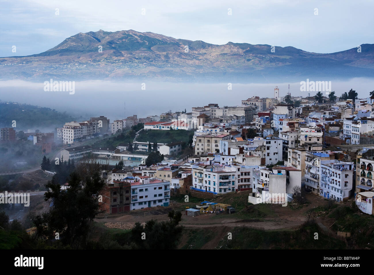 Blick über Chefchaouen, Marokko Stockfoto