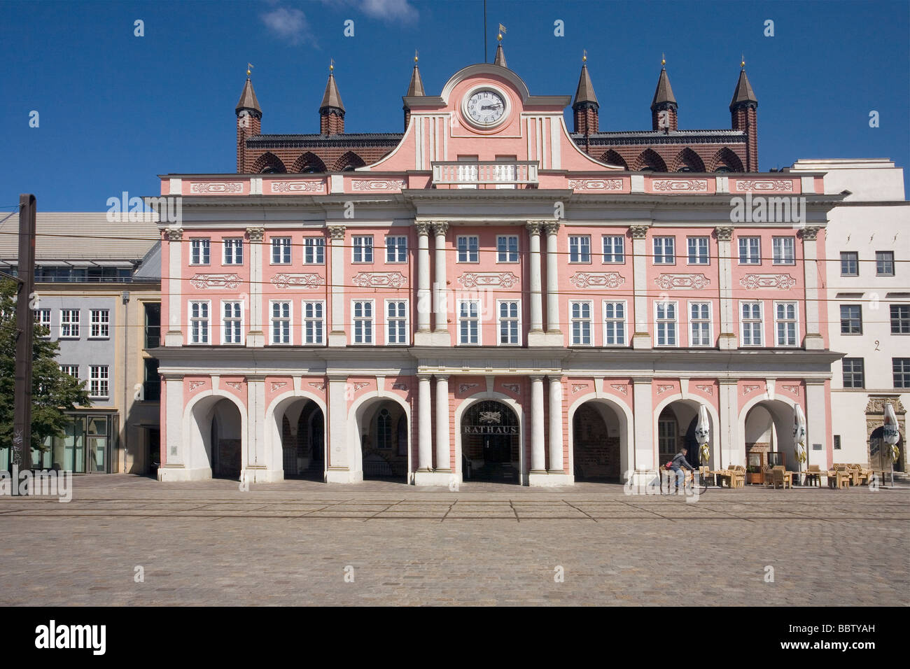 Rathaus, Rostock, Mecklenburg Vorpommern, Deutschland Stockfoto