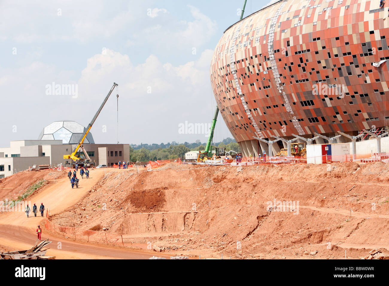 CityFootball Stadion im Bau für die 2010 WM Soweto in Südafrika Stockfoto