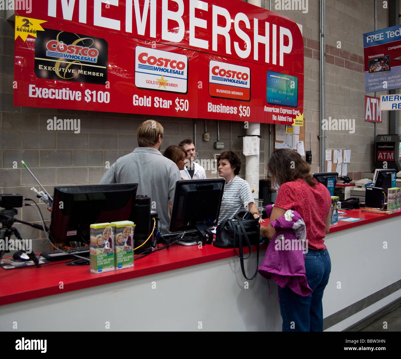 Mitgliedschaft-Zähler, Costco Lager, USA Stockfoto