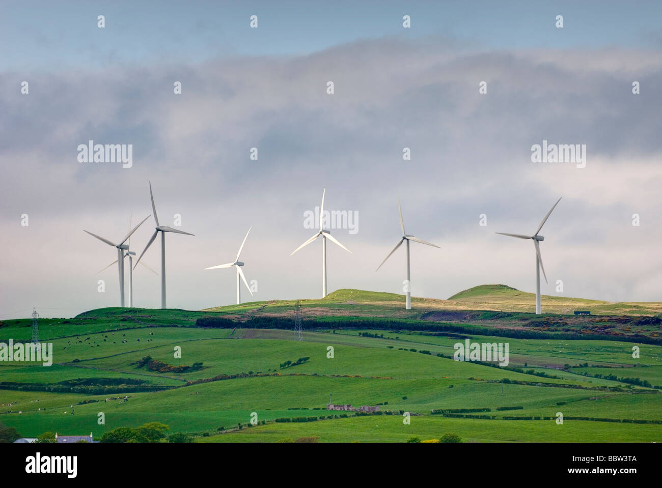 Windpark in der Nähe von Ardrossan Schottland Stockfoto
