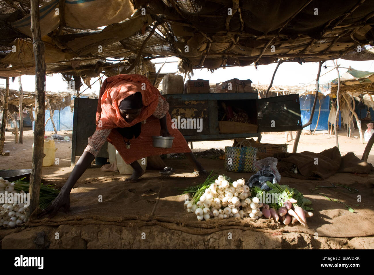 Kalthoum Ibrahim Flamid, 45, Wohnsitz von sechs Jahren in die 4 qkm Abu Shouk Flüchtlingslager Al Fasher, North Darfur, Sudan Stockfoto