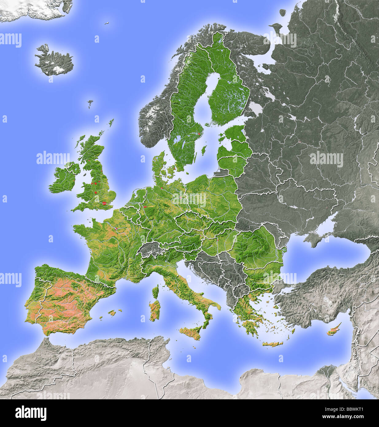 Europäischen Union, Reliefkarte Stockfoto
