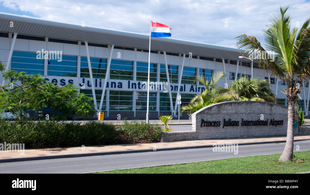 Princess Juliana International Airport terminal außen St Martin Caribbean Stockfoto