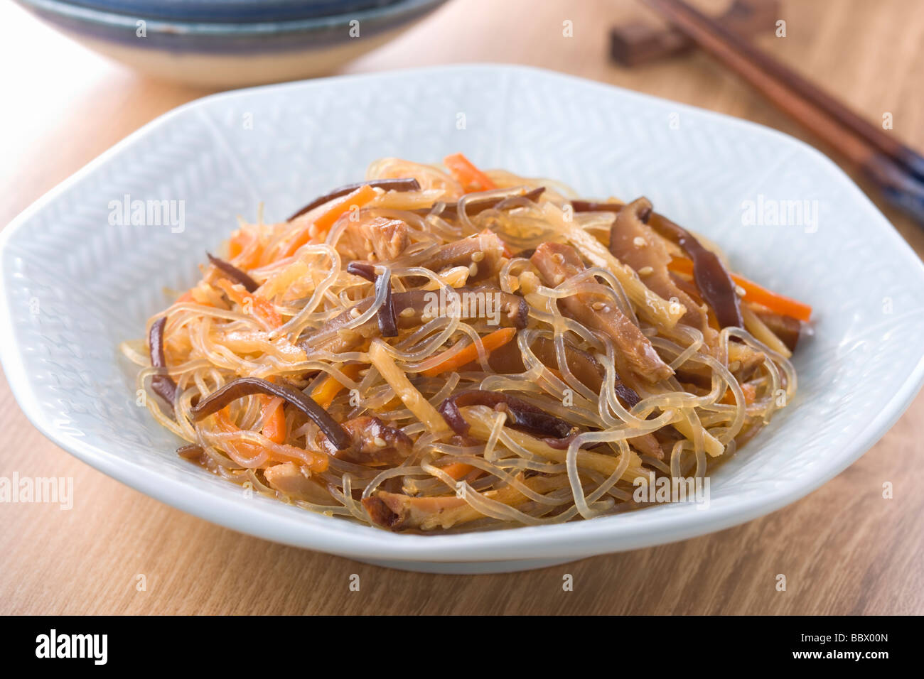 Stärke Nudeln Bohnensalat Stockfoto