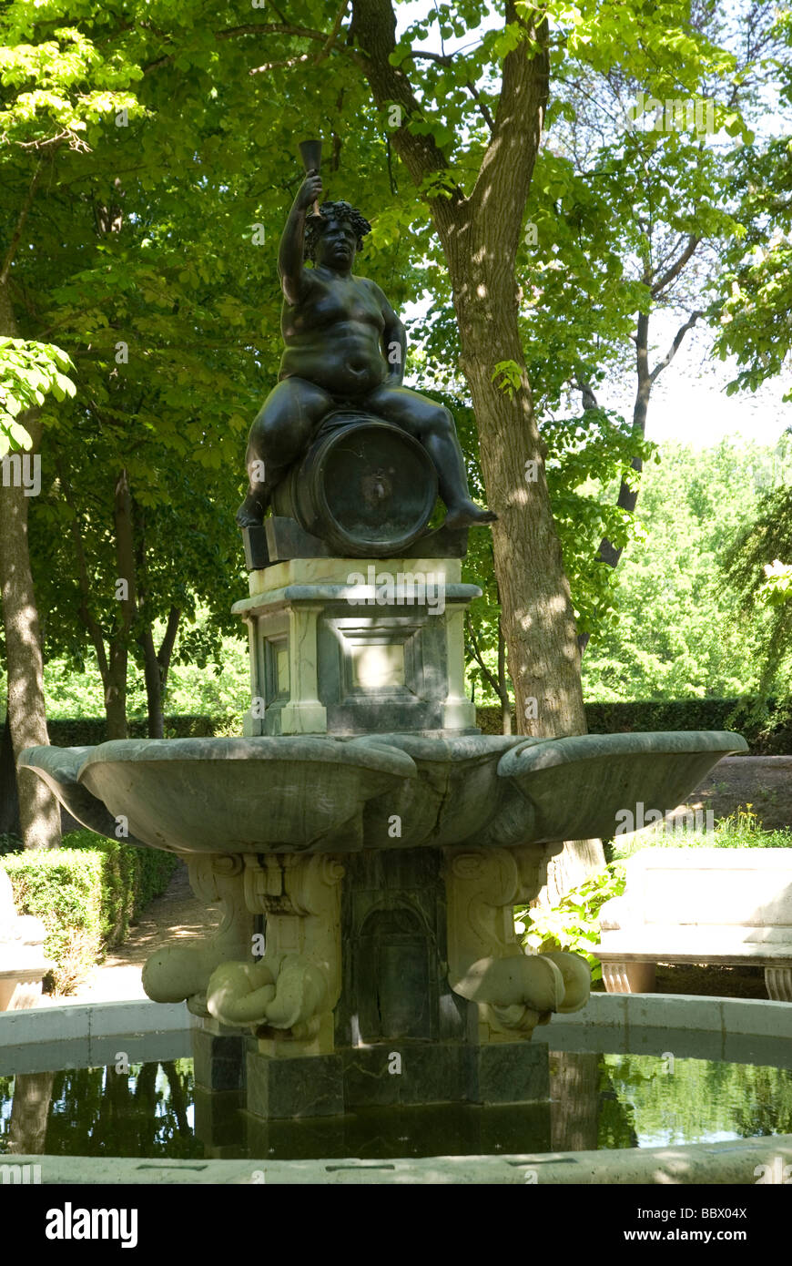 Bacchus-Brunnen am Palacio de Aranjuez, Madrid, Spanien Stockfoto