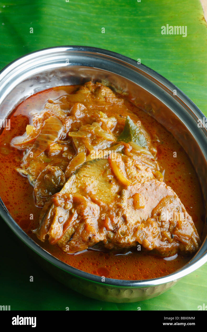 Kerala-Fisch-Curry ist ein Fischcurry in welche Fische in einer scharf und würzig-Kokosnuss-Soße Stockfoto