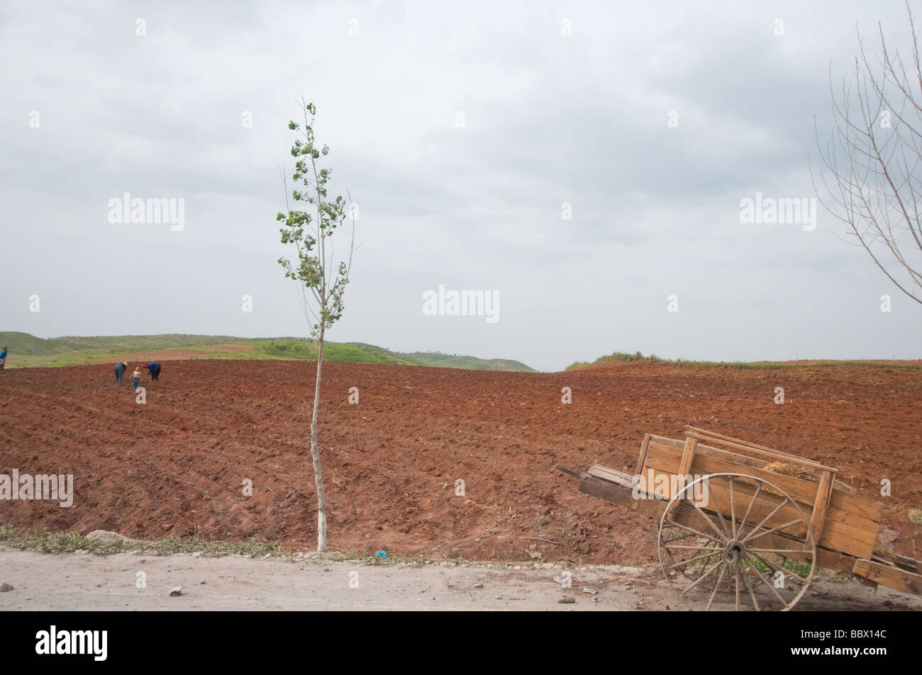 Auf der Straße etwas außerhalb von Pjöngjang Nordkorea Stockfoto