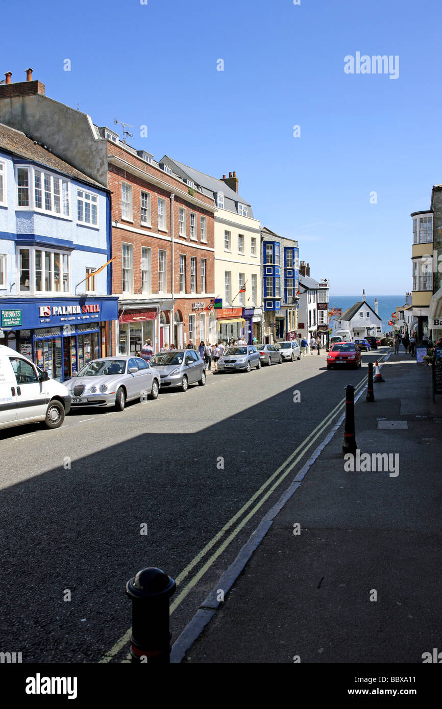 Der High Street in Lyme Regis Dorset Stockfoto