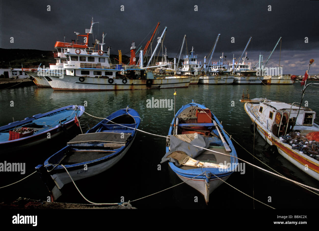 Fischerhafen Karaburun, Izmir-Türkei. Stockfoto