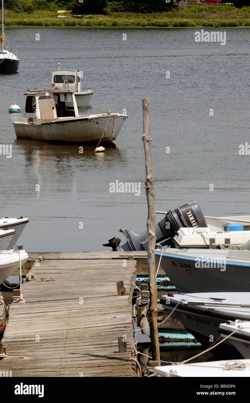 Quahog Angelboote/Fischerboote am Dock in Narragansett Bay Rhode Island Stockfoto