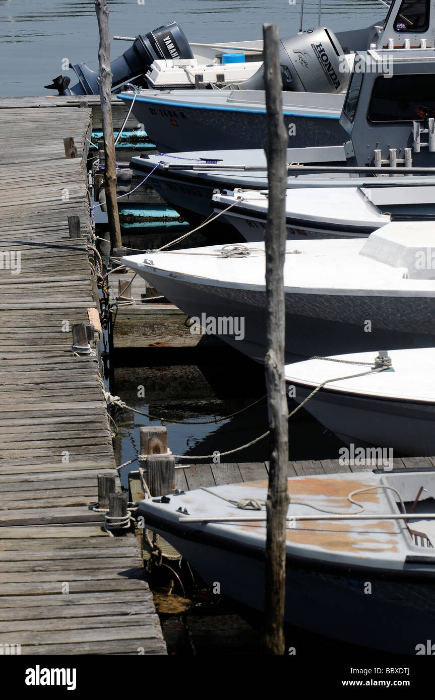 Quahog Angelboote/Fischerboote am Dock in Narragansett Bay Rhode Island Stockfoto