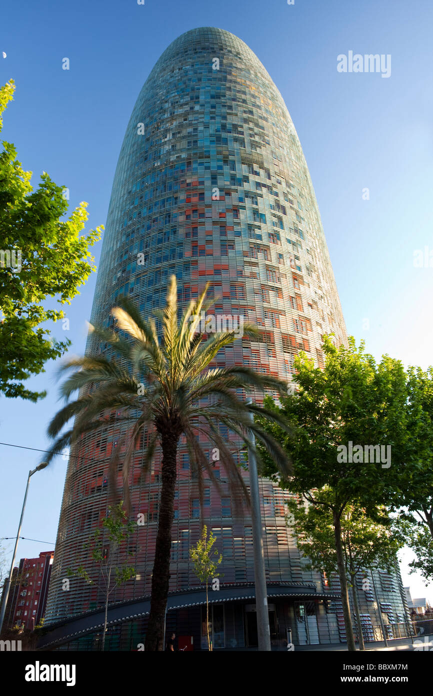 Der Torre Agbar, modernes Bürogebäude, Barcelona-Spanien Stockfoto