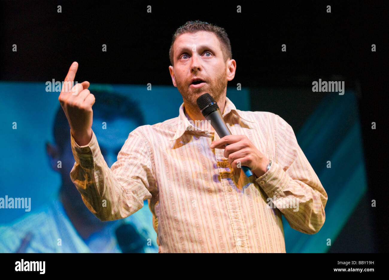 Dave Gorman Englisch Autor Komiker Humorist Filmemacher Radio- und Fernsehmoderator abgebildet Hay Festival 2009 Stockfoto