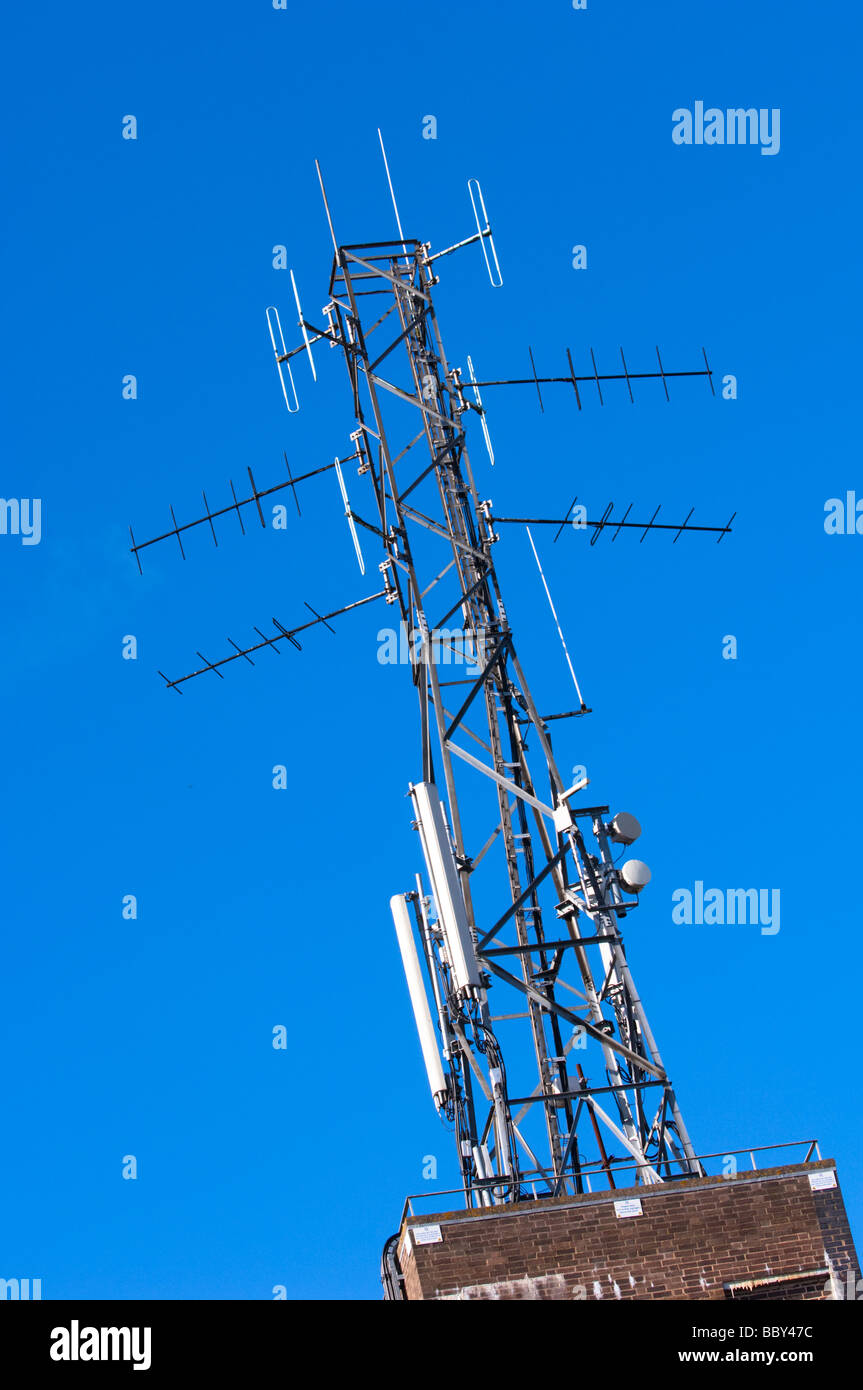02 Handy-Mast, Feuerwache, Leamington Spa, Warwickshire, UK. Stockfoto