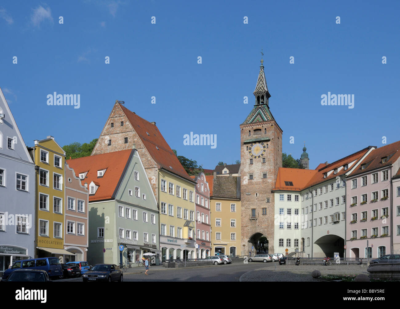 Schmalzturm Turm, wichtigsten Platz, Landsberg am Lech, Bayern, Deutschland, Europa Stockfoto