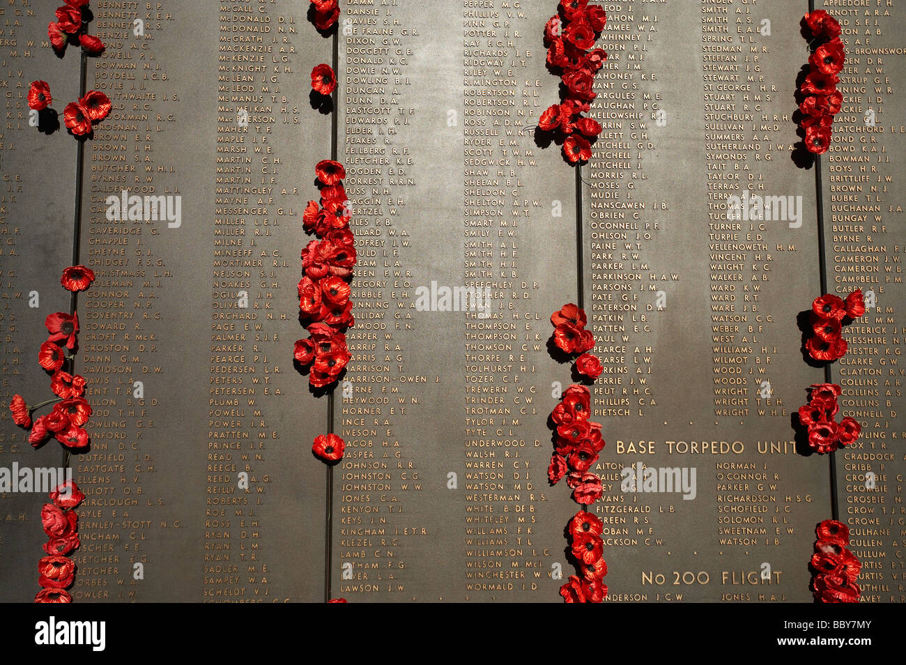 Mohnblumen in Roll Of Honour Australian War Memorial Canberra ACT Australien Stockfoto