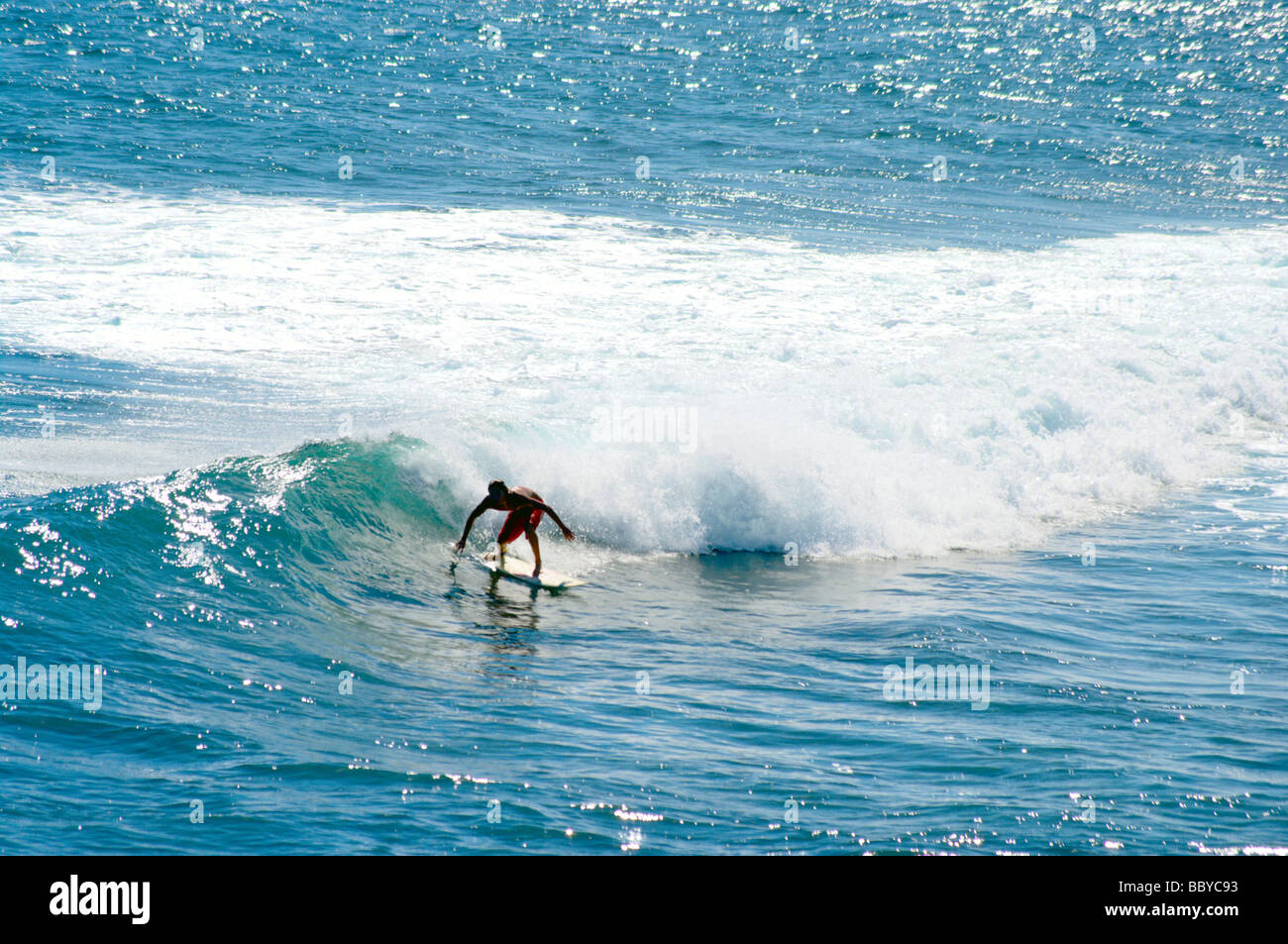 Surfer am Poipu Kauai, HI Stockfoto