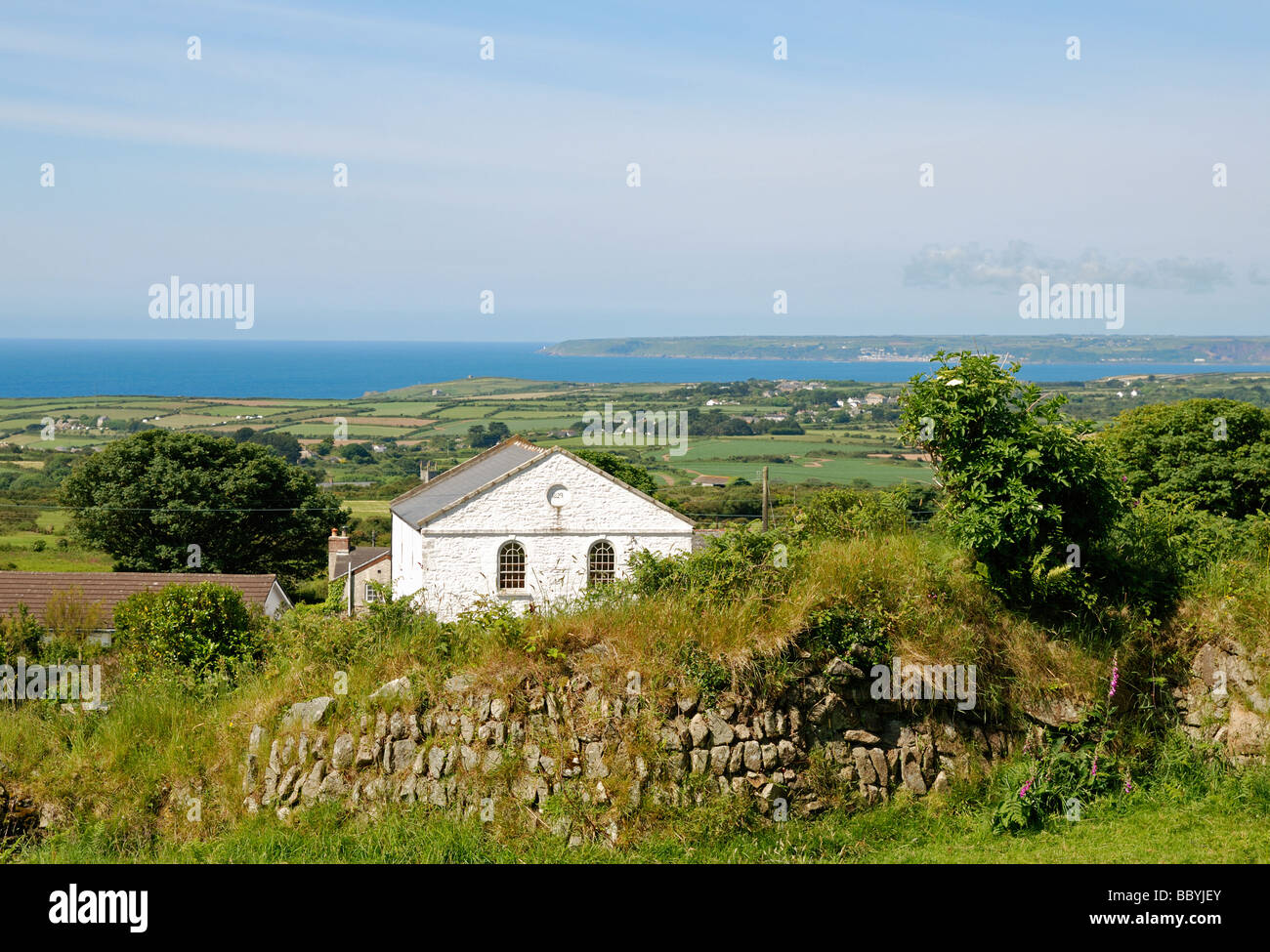 einen Blick über die Bucht von Halterungen und in Richtung Penzance in Cornwall, Großbritannien Stockfoto
