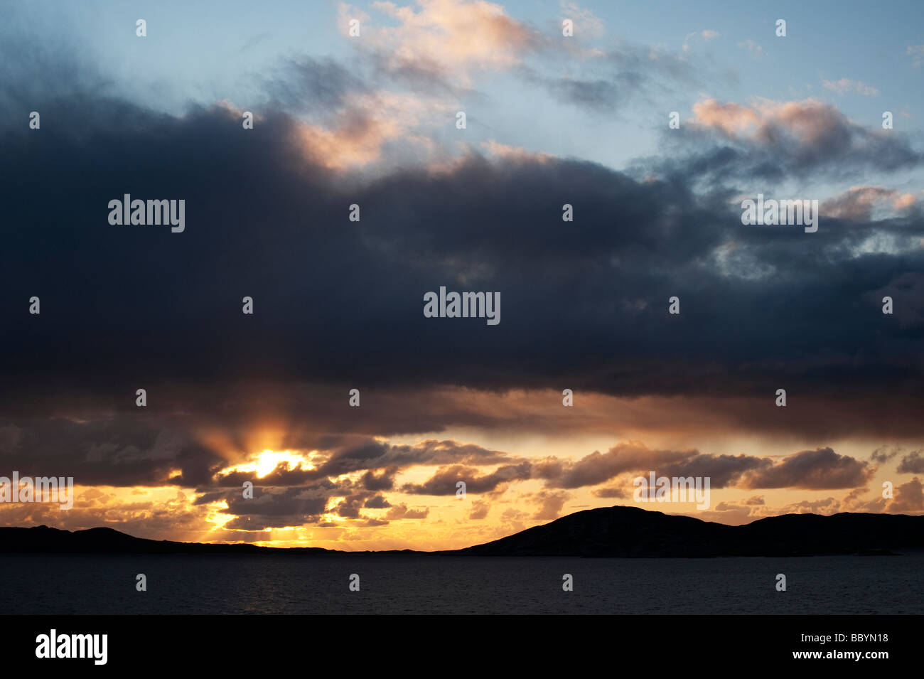Sonnenuntergang über Sound z., Insel Harris, äußeren Hebriden, Schottland Stockfoto