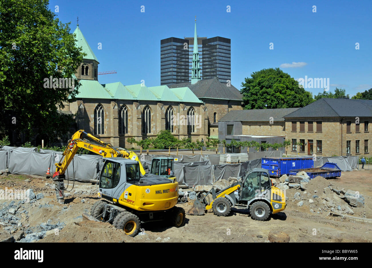 Baustelle in der Innenstadt vor dem Rathaus, Essen, Nordrhein-Westfalen, Deutschland, Europa Stockfoto