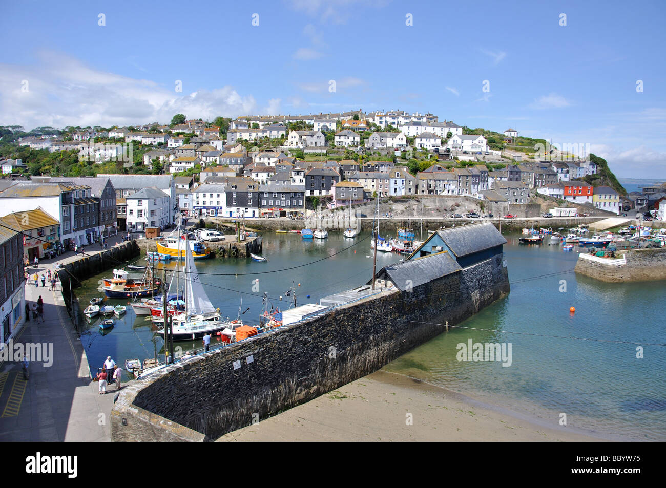 Blick auf den Hafen, Mevagissey, Cornwall, England, Vereinigtes Königreich Stockfoto