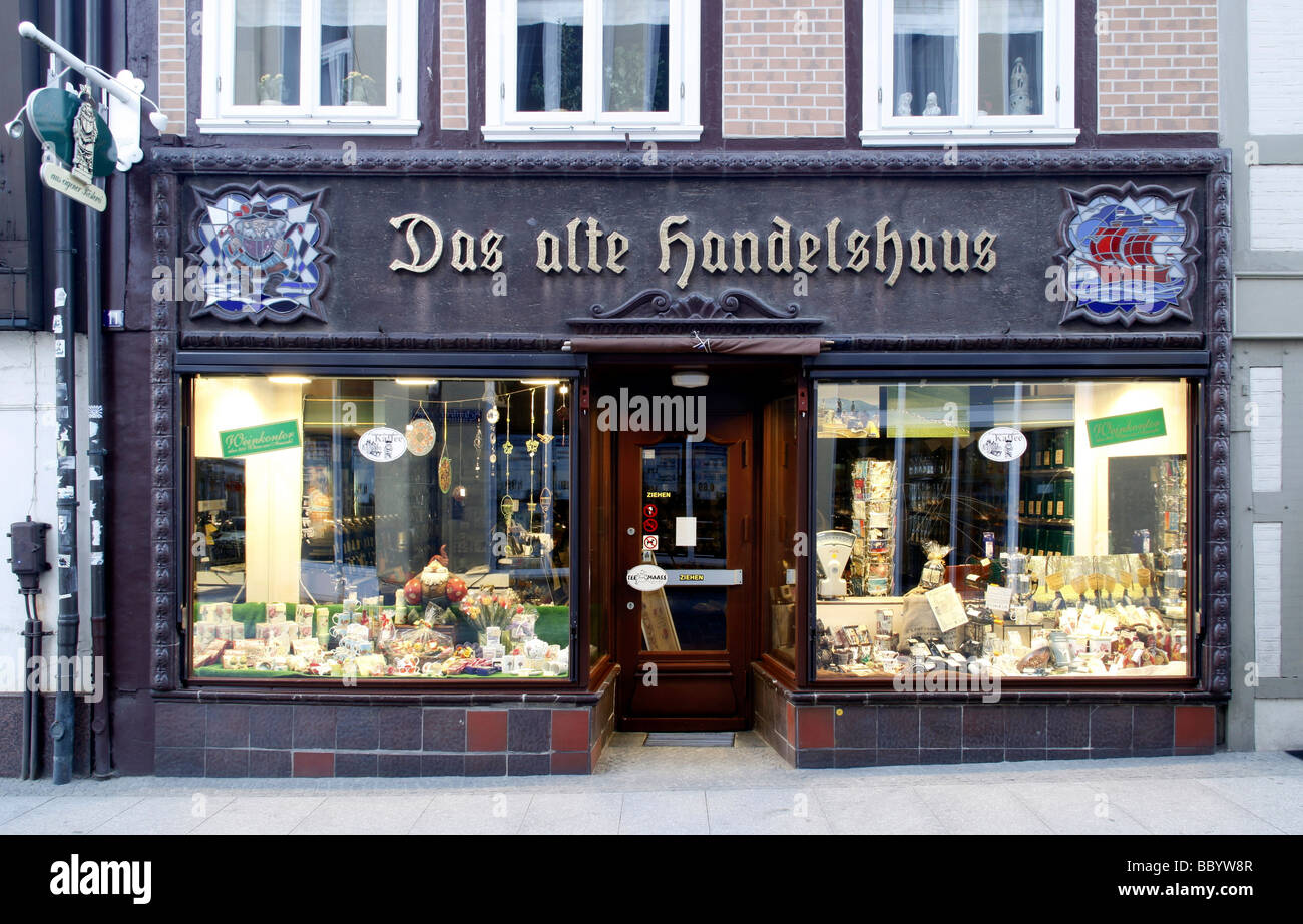 Das Alte Handelshaus General Store, Shop in der alten Stadt Schwerin, Mecklenburg-Western Pomerania, Deutschland, Europa Stockfoto