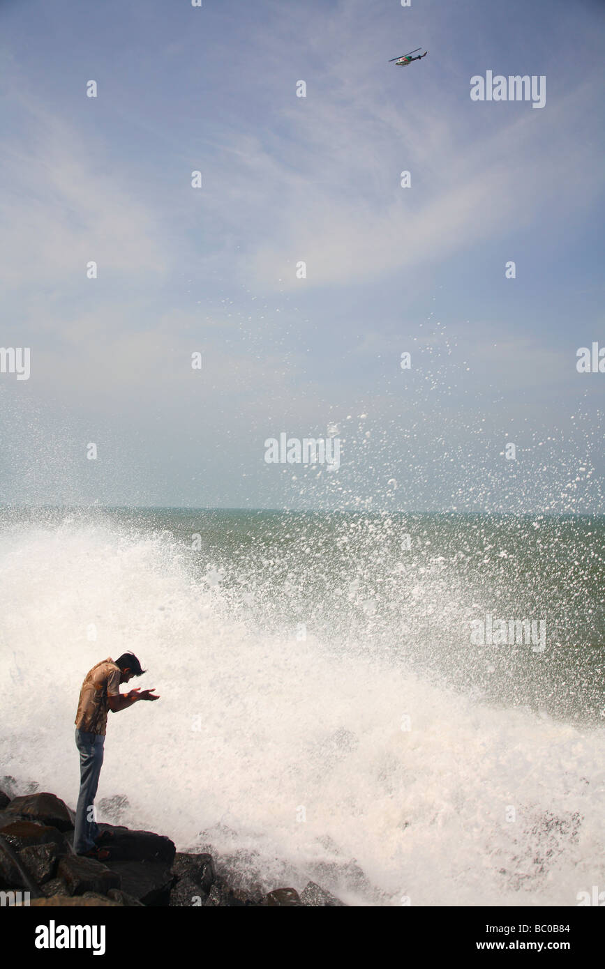 Indien, Tamil Nadu, Puducherry, Pondicherry, beach Romandie Erbe Straßen Stockfoto