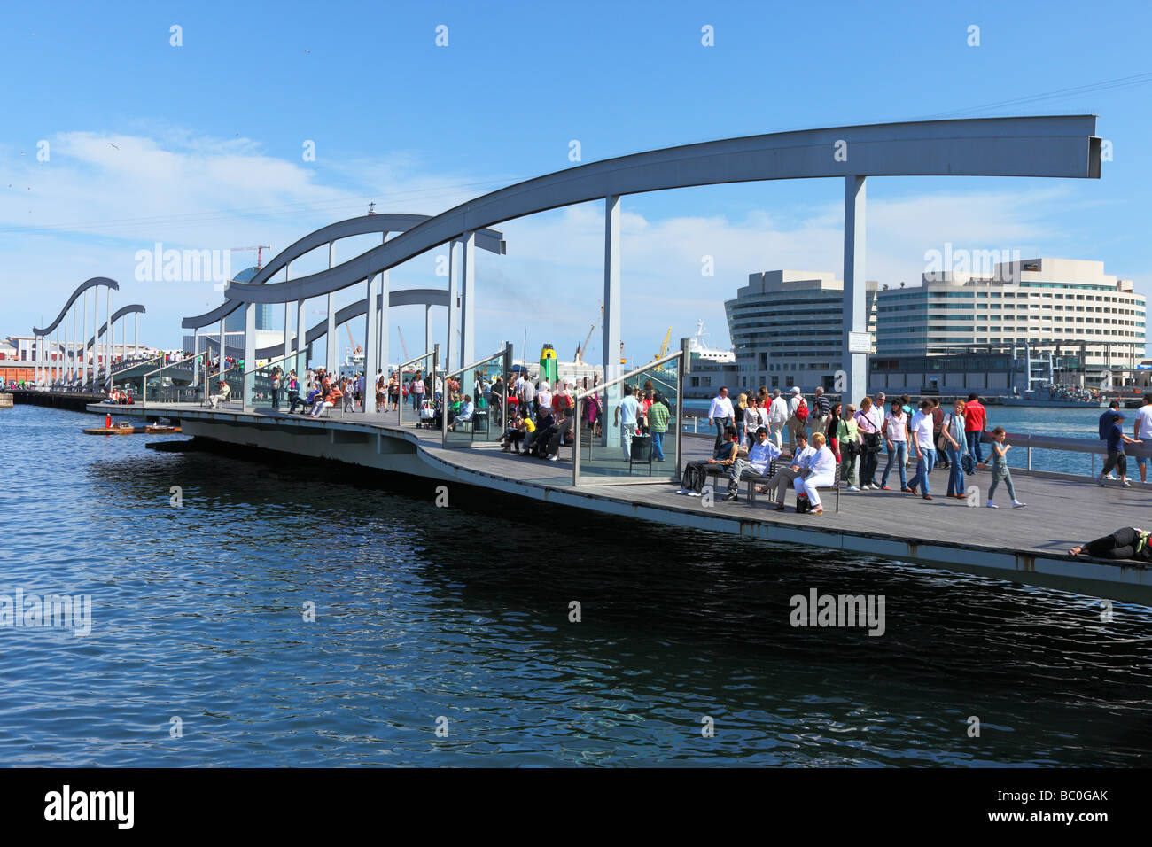 Rambla del Mar Barcelona Catalunya Spanien Stockfoto