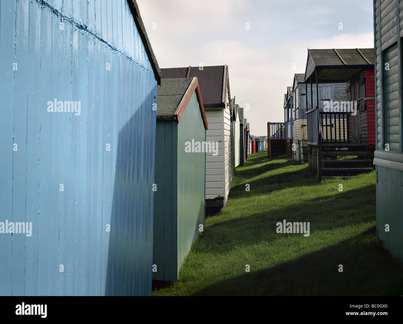 Strand Hütten, Whitstable, Kent, UK Stockfoto